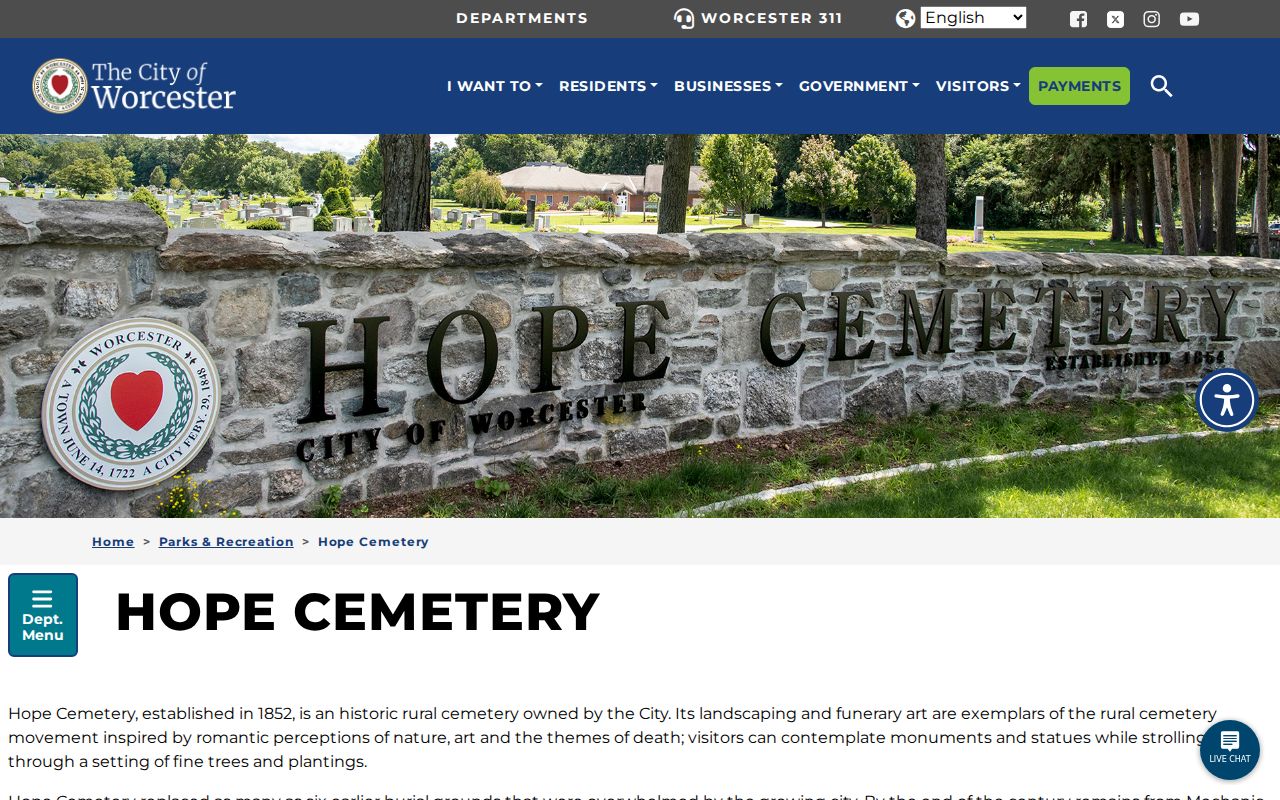 Worcester County city directory family-history context at Hope Cemetery